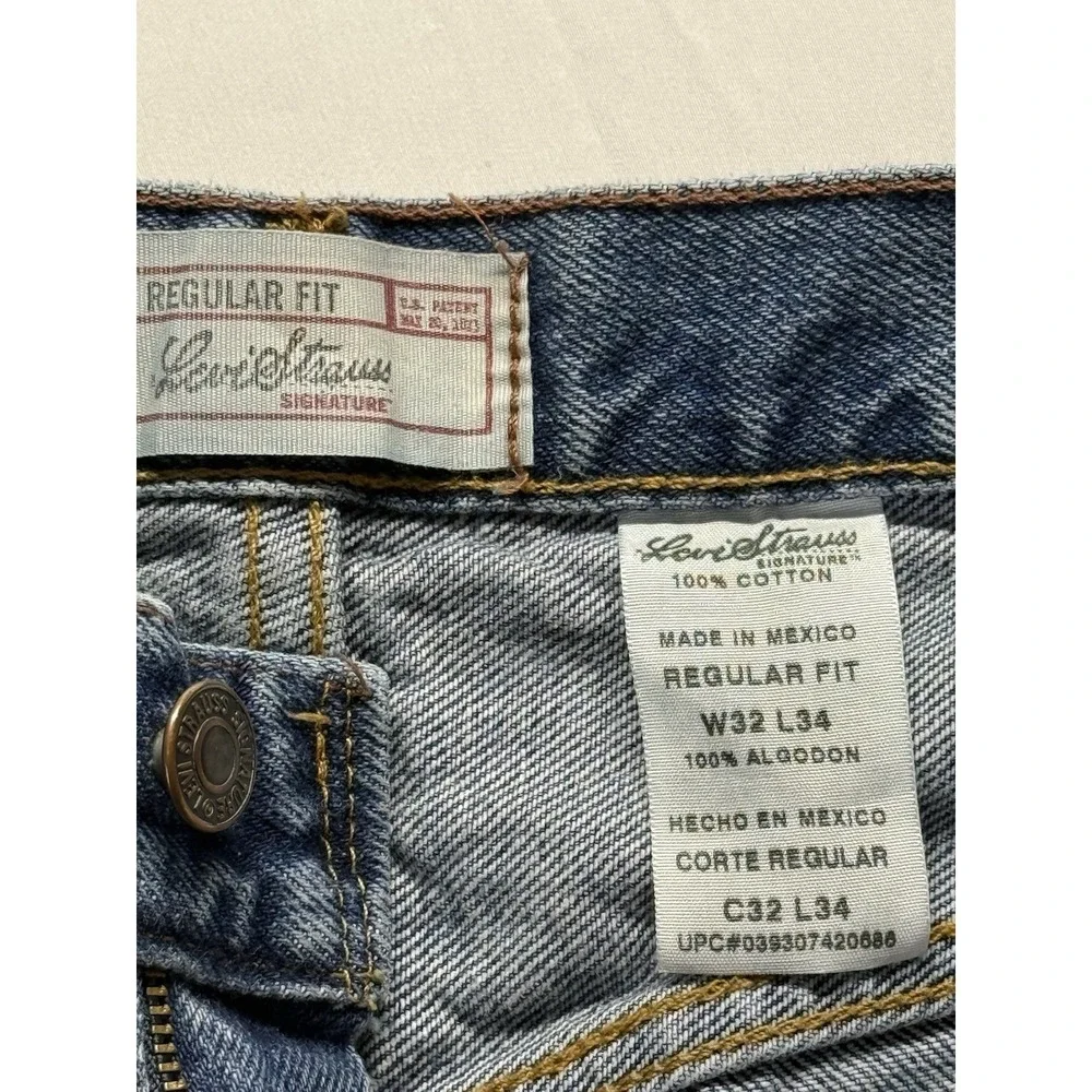 Levis Strauss Signature Jeans regular fit‎ 32x34 Men Blue wash Denim Casual Y2K